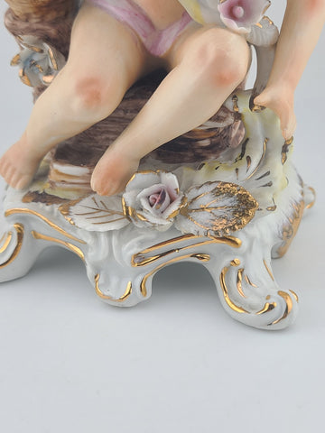 Early 20th C Italian OM Porcelain Cherub Figural 3-Light Candelabra Rococo Style