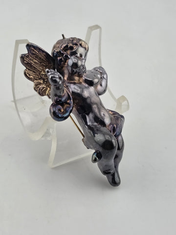 VINTAGE STERLING 925 ANGEL/CHERUB WITH WINGS PIN/19.3 GRAMS!