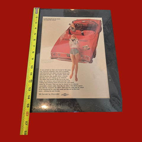 1966 VTG Original Magazine Ad CHEVROLET Car Red Convertible Corvair Monda
