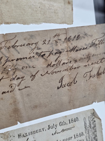 Rare Collection Early 1800s Tax Receipts 1814 1818 1840 Salisbury MA Framed Docs