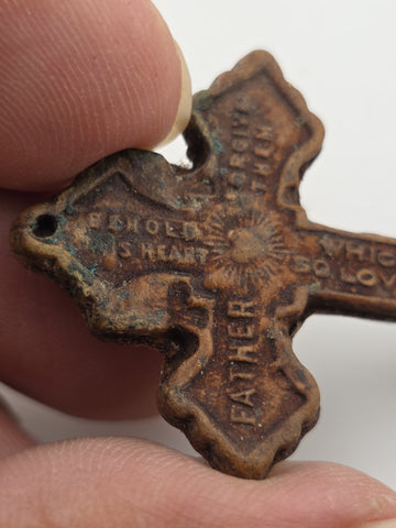 Rare Antique 1907 Pope Pius X Catholic PARDON INDULGENCE Crucifix w Leather Case