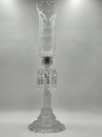 Rare Antique Beautiful Baccarat France Dolphin Form Candlestick Signed. 24 Inch.