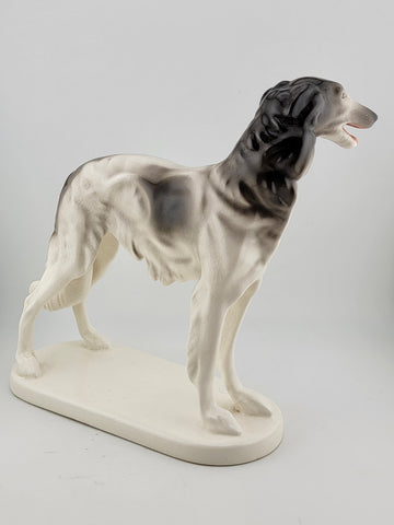 Rare Antique Original German porcelain Borzoi dog figurine 1928. by R. Steiner