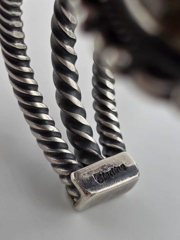 Huge Vintage Oscar Alexius Turquoise Sterling Silver Cuff Bracelet Navajo Signed