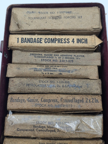 WWII US Army Jeep First Aid Kit 12 Unit Military Medical Metal Box w/ Contents