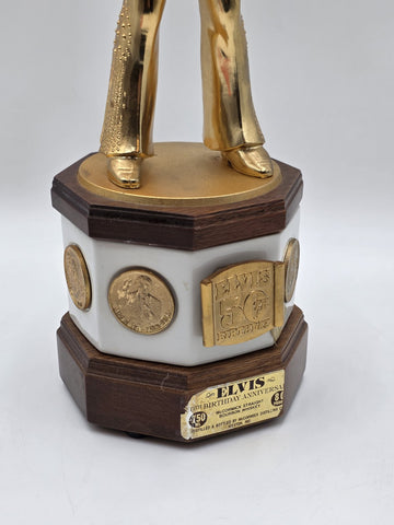 RARE EMPTY NEWM CCORMICK ELVIS PRESLEY 50TH BIRTHDAY XL 18" DECANTER MUSIC BOX