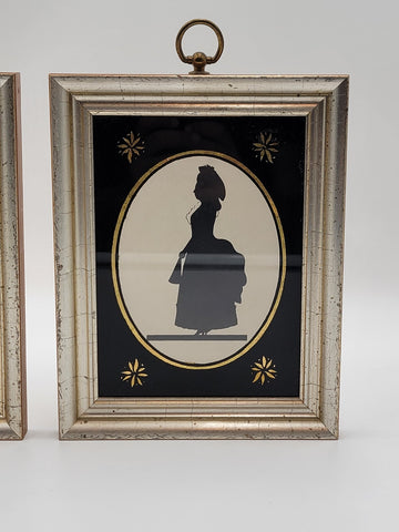 Rare Antique 1930 Pair Of Borghese Framed Silhouette George & Martha  Washington