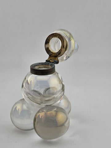 Antique 19th C Iridescent Glass Soap Bubble Inkwell Victorian Bohemia Harrach.