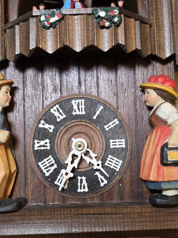Vtg German Cuckoo Clock Regula 25 Thorens Edelweiss Music Dancing Figures. Read.
