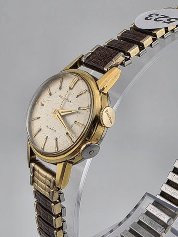 Vintage 1950's Ladies Mechanical Movado Alarm Watch. 24k Gold Plated. Working.