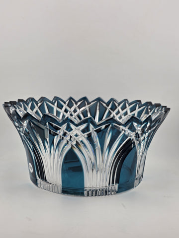 Gourgeous Collectible Vintage Caeser Crystal GOTHIC Large Canistrum Bowl Azure
