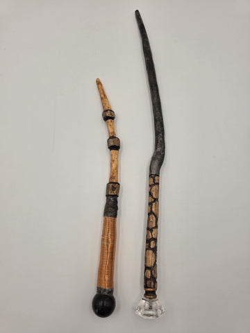 Set Of 2 Rare One Of A Kind Handmade Wooden Magic Wand Fantasy Staff Cosplay.