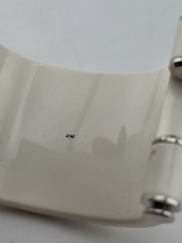 Vintage 2in Thick Dolce & Gabbana Logo Cuff Bangle 81AG White & Silver. 7 Inch