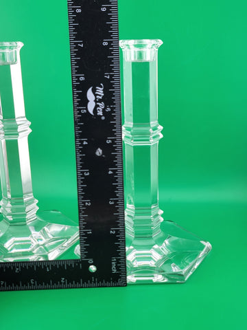 Vintage Elegant Pair Of TIFFANY & CO Crystal Windham Candle Holders 8” Tall