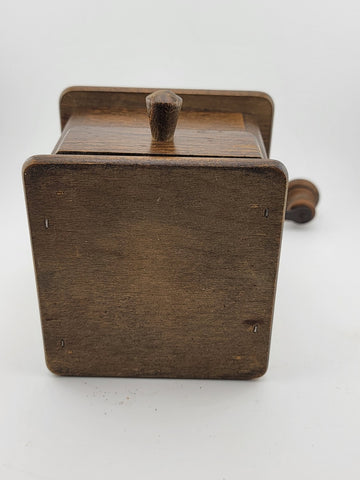 Rare DE Vintage European Manual Solid Wood Cast Iron Coffee Grinder With Drawer.