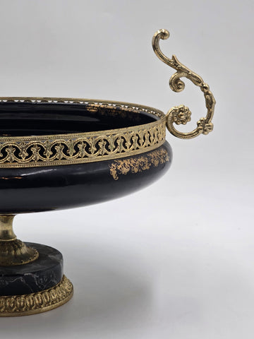 Rare Vintage Rostema Italy Limoge Hand Painted Footed Elevated Centerpiece Bowl.