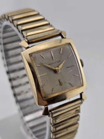 Antique 1950's Men's Hamilton Amherst in a 10K yellow gold-filled case. Works.