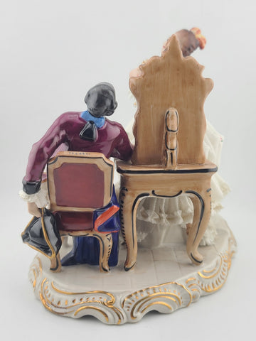 Irish Dresden Aristocratic Couple Porcelain Lace Doll Figurine Made In Germany