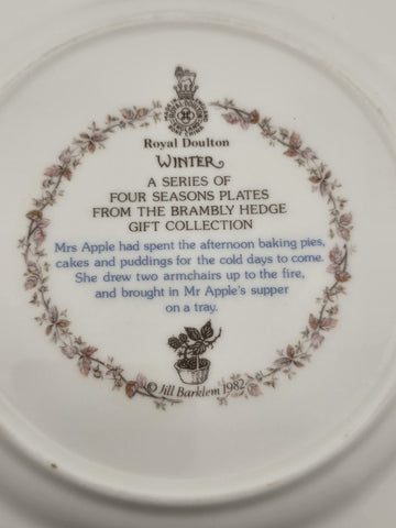 Brambly Hedge Winter Beaker Royal Doulton Tea Cup & 2 Plates 1983  Jill Barklem