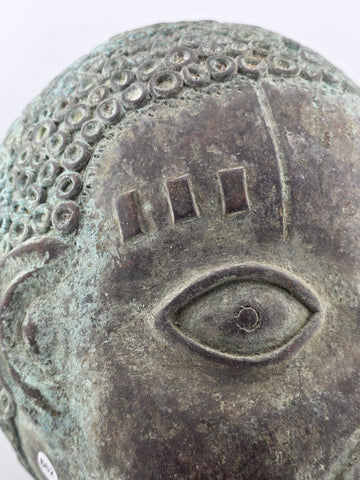 Antique African Nigerian Benin Bronze Large Bust  Statue Primitive Tribal Art.