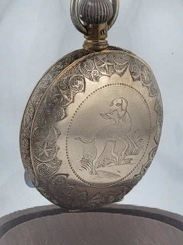The Plan Gold Plated Swiss Pocket Watch by David Perret c.1890. W Glass Dome.