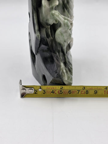 Chinese Hand Carved Natural Jadeite Jade Shou Xing Longevity Immortal Statue 12"