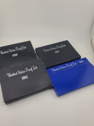 Lot of 4 United States Proof Sets 1980 1981 1982 1983 Original Package Complete