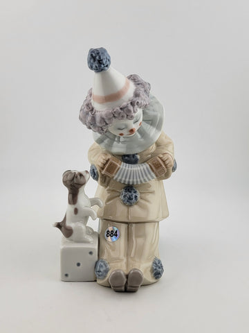 LLADRO Clown w/ Puppy Dog Pierrot Concertina Retired Jose Puche #5279 Vintage