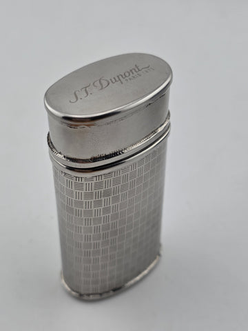 Rare Vintage S.T. Dupont Paris Pocket Cigar Ashtray Guilloche Silver Plate w Box
