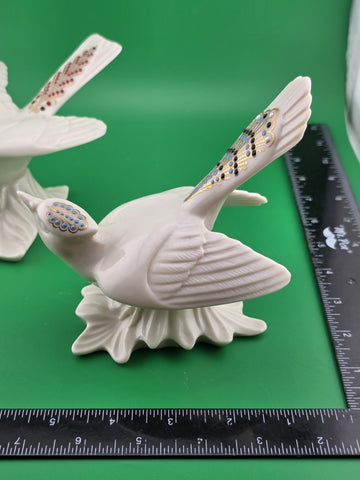 Vtg Pair Of Lenox China Jewels Collection Bird Figurines-Cardinal & Blue Jay.