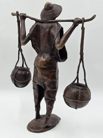Original Antique C 1940 Burkina Faso Large Heavy Bronze Water Carrier W Africa