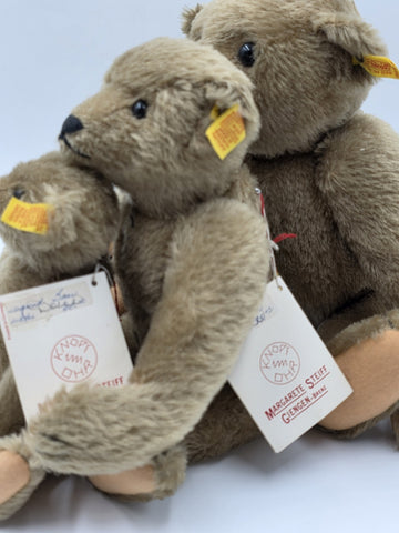 Rare Set Of 3 1982 Steiff Museum Teddy Bear Hand Signed Mohair Giengen Brenz