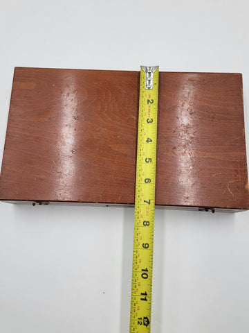 Rare 6" single arm protractor by Tamaya, Japan W Original Wooden Case & 12x Loop