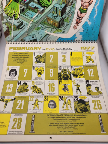 MARVEL COMICS MEMORY ALBUM CALENDAR 1977 ROY THOMAS JACK KIRBY COLAN UNUSED.