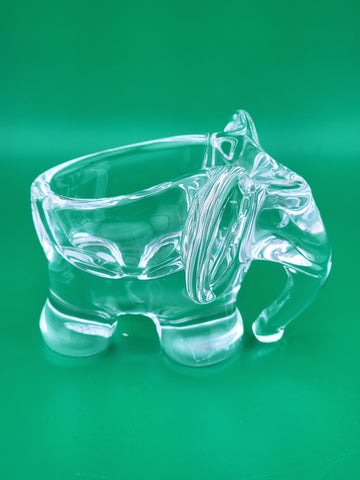 Vtg 1950s Art Vannes France Clear Crystal Elephant Pipe Holder-Marked on Base