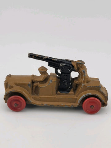 Rare Set Of 3 Antique 1930's Barclay Manoil Armored Cars & Anti-Tank Gun Cars.