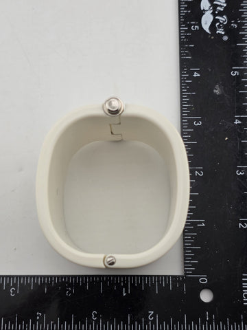 Vintage 2in Thick Dolce & Gabbana Logo Cuff Bangle 81AG White & Silver. 7 Inch