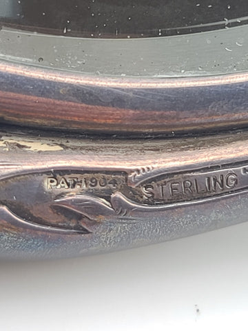 Rare Antique 1904 Art Nouveau Sterling Silver Heavy Hand Mirror German Repousse.