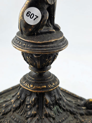 Ultra Rare 19th Century Egyptian Revival Gilt Bronze Sphinx Candlestick Holders