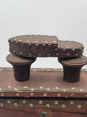 Rare Antique One Of A Kind Large Middle East Solid Wood & Copper Shoe Shine Box.