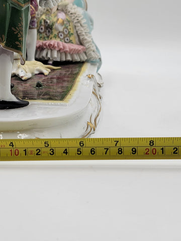 19th Century XL Sitcendorf German Hand Painted Porcelain & Lace Figural Grouping