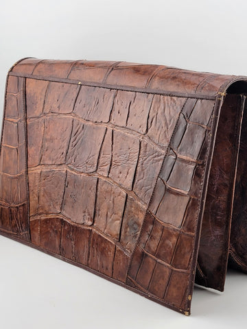 Antique Fabulous Caramel 1940's-50's Genuine Hornback Alligator Purse.