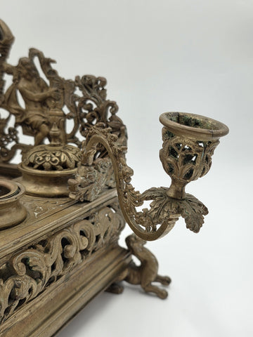 Antique 19th C Museum Quality Napoleon III French Gilt Bronze Figural Écritoire