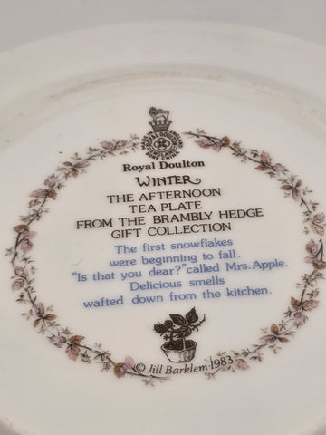 Brambly Hedge Winter Beaker Royal Doulton Tea Cup & 2 Plates 1983  Jill Barklem