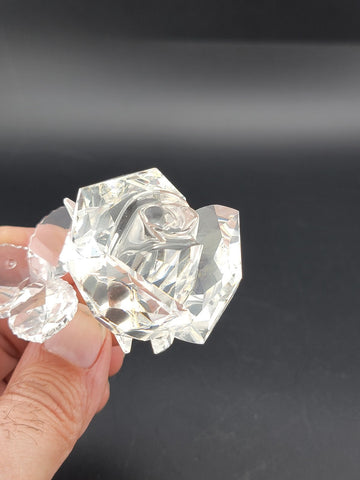 Beautiful Vintage Swarovski Crystal Rose Figurine Retired Design Marked.
