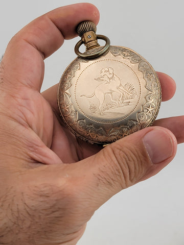The Plan Gold Plated Swiss Pocket Watch by David Perret c.1890. W Glass Dome.