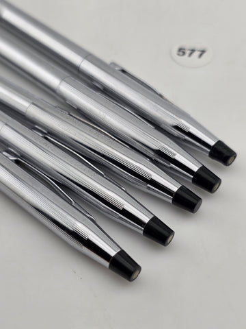 SET Of 5 GORGEOUS HIGH QUALITY SLIM CROSS POLISHED SILVER PENS AND PENCILS. READ