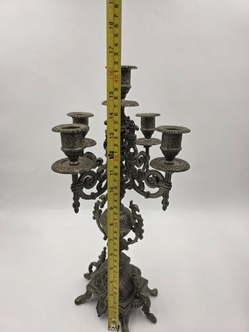 VINTAGE 5 ARM ITILIAN BAROQUE ROCOCO BRASS CANDELABRA HOLDER GRIFFIN LION EAGLE