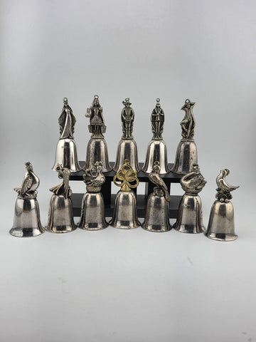 Vintage Complete Set of 12 Reed & Barton's 12 Days of Christmas Silver Bells.