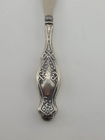 Rare Antique 19th C. AMERICAN STERLING SILVER SHOE HORN W EMBOSSED FLORAL DESIGN